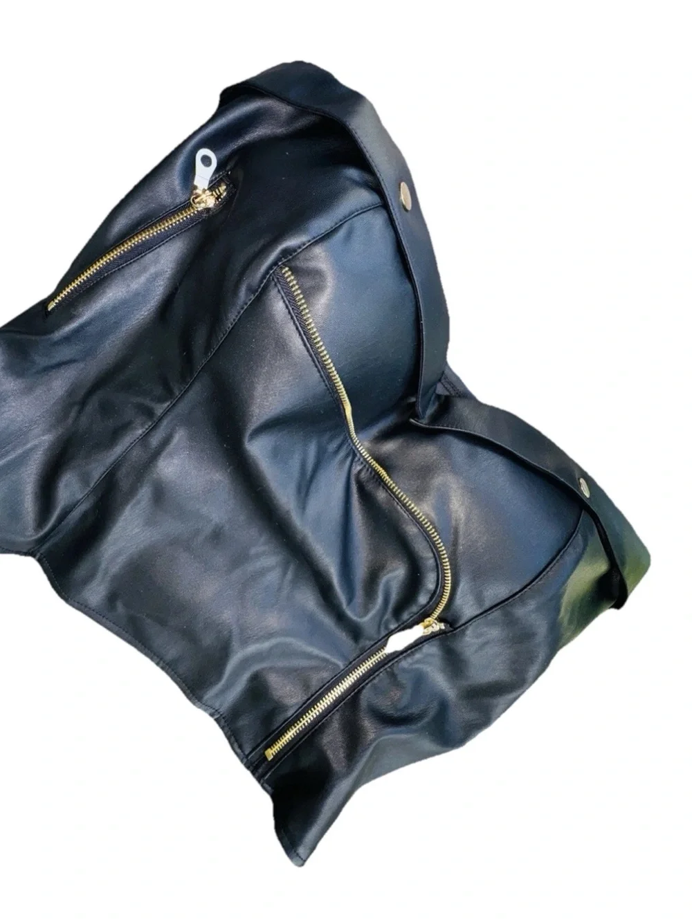 Ashley Stewart Curvy Girl Faux Leather Bustier CropTop Black Gold Hardware 4X - Picture 12 of 15